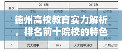 德州高校教育实力解析，排名前十院校的特色优势解读